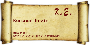 Kersner Ervin névjegykártya