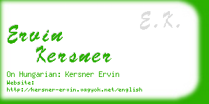 ervin kersner business card